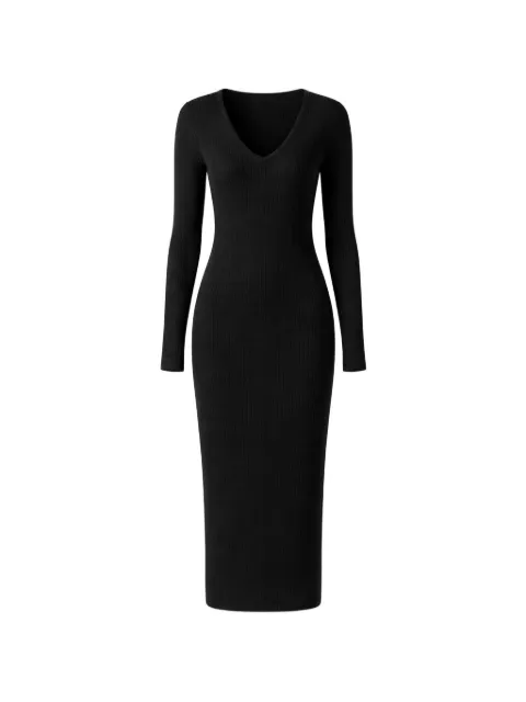 James Perse ribbed-knit V-neck midi dress Black WVA6828