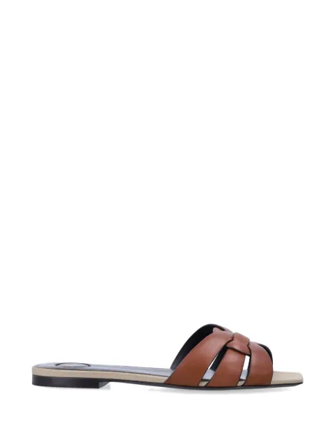 Saint Laurent Tribute woven leather sandals Brown 863759DWE00