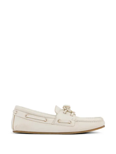 Gucci logo-plaque tie-fastening boat shoes White 854817AAFZ4
