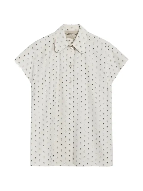 Valentino Garavani button-up collared cotton shirt White BAA0F0A4K