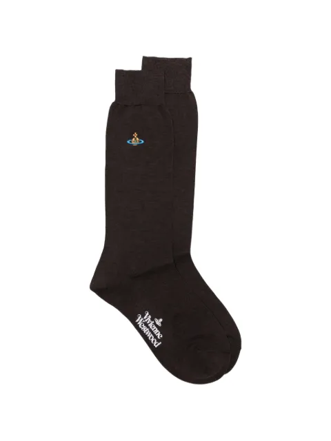 Vivienne Westwood Orb-embroidery socks Brown 81040001K001D