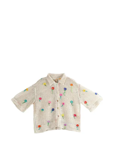 Pero floral crochet shirt Neutrals DLWPCSH01T