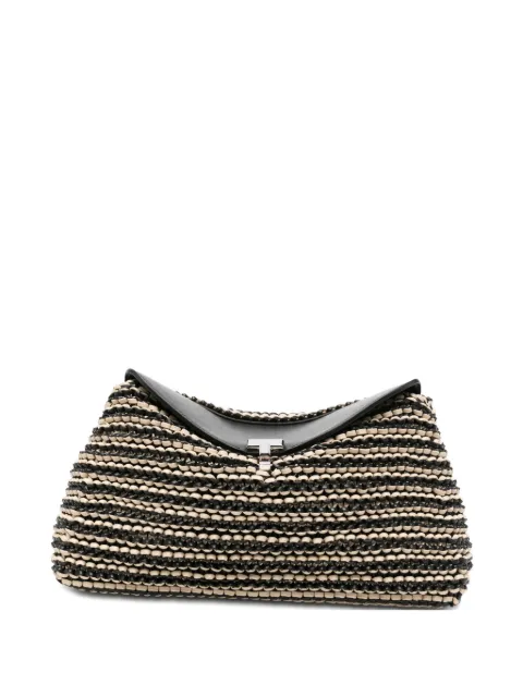 TOTEME T-Lock woven-leather clutch Black 252WAL950LE0134208