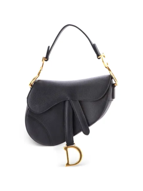 Christian Dior Pre-Owned Saddle Handbag Leather Mini shoulder bag Black L5KM1XD3FPND4IL7