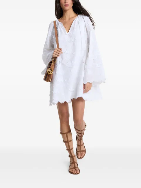 Michael Kors embroidered lace-trimmed mini dress White MS680R0KPX