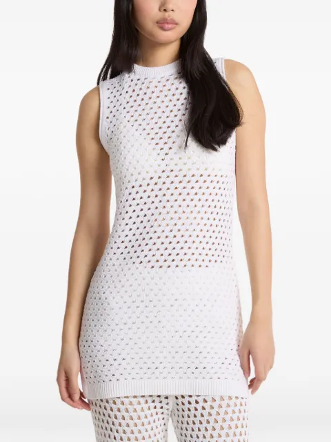 Michael Kors open-knit stretch-cotton tank dress White MS683L8KNT