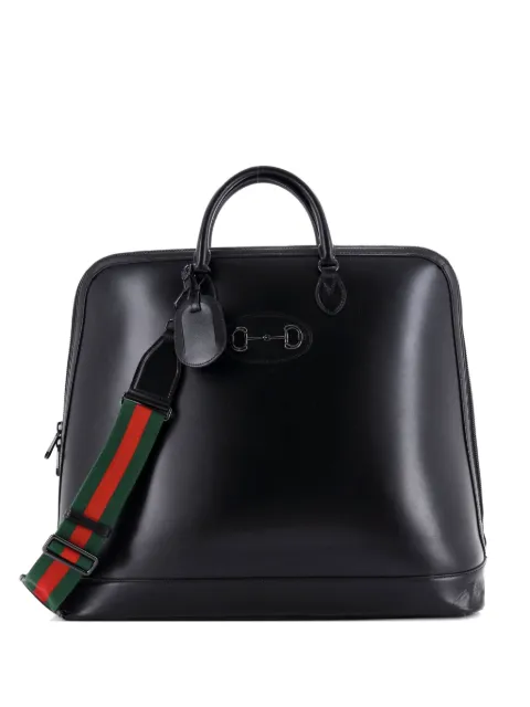 Gucci Pre-Owned Horsebit 1955 Web Duffle Bag Leather Large travel bag Black D0O2D5Q32TNL2ZP4