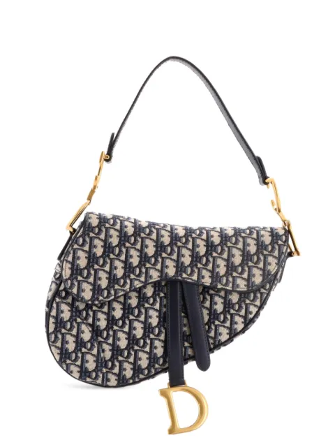 Christian Dior Pre-Owned Saddle Handbag Oblique Canvas Medium shoulder bag Blue 7LNC1R763UBFWYAC