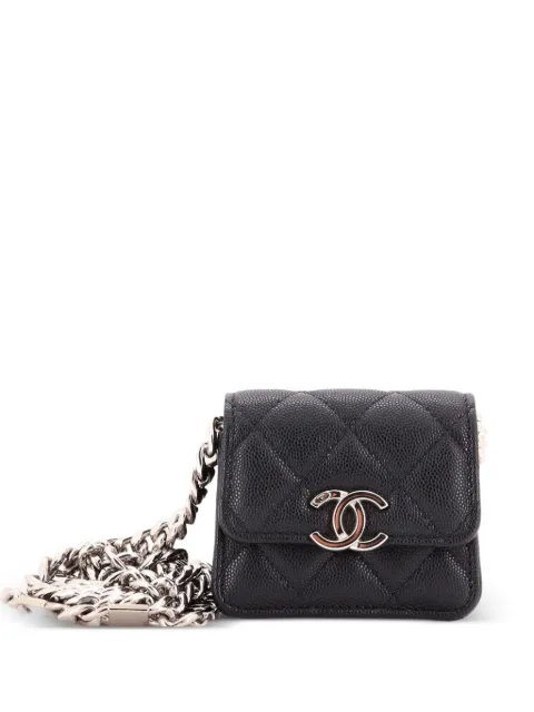 CHANEL Pre-Owned Coco Enamel Strap Flap with Chain Quilted Caviar Mini clutch bag Black 05L2ZYBT6PTHSG7H