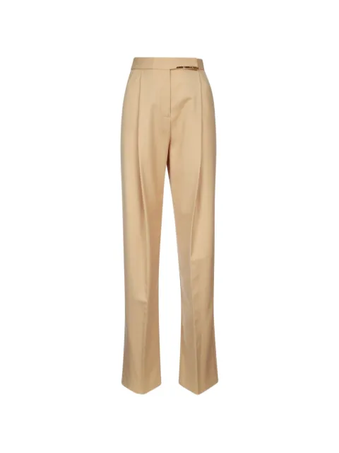 Elisabetta Franchi cool wool trousers with jewel plaque Neutrals PA15761E2