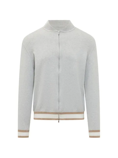 Filippo De Laurentiis stripe-trim zip-up bomber jacket Grey BZ1ML2ASU18D5