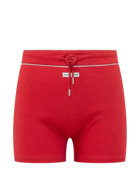 Marine Serre ribbed-knit drawstring mini shorts Red WSH017ACJER0011RD10