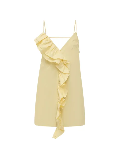 MSGM ruffled V-neck mini dress Yellow 4042MDA25267112