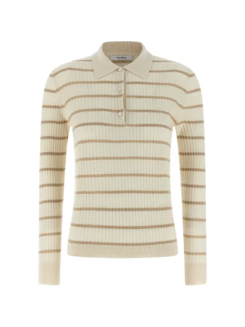 Max Mara ribbed striped polo top Neutrals 26113610586
