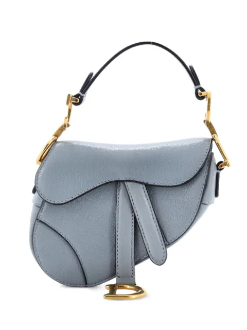 Christian Dior Pre-Owned Saddle Handbag Leather Micro satchel Blue HJ73TL1SYI9AFT6L