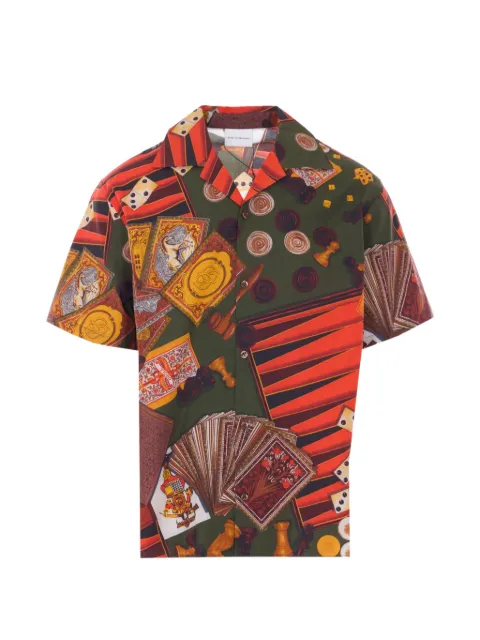 Drôle De Monsieur frontal buttons printed shirt Green SH228CO275MC