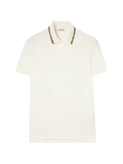 Burberry Check trim cotton polo shirt White 8126955