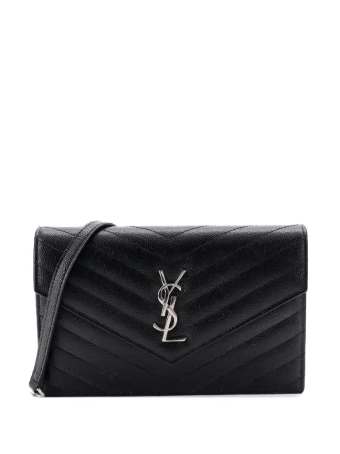 Saint Laurent Pre-Owned Classic Monogram Wallet on Chain Matelasse Chevron Leather Small crossbody bag Black F7DNWV3KWR9R7NLC