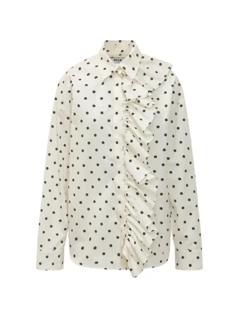 MSGM ruffled polka-dot shirt Neutrals 4042MDE08267353