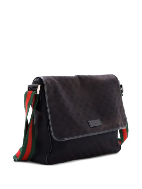 Gucci Pre-Owned Web Strap Flap Messenger GG Canvas Medium crossbody bag Black M3V878PASFPAR1K3