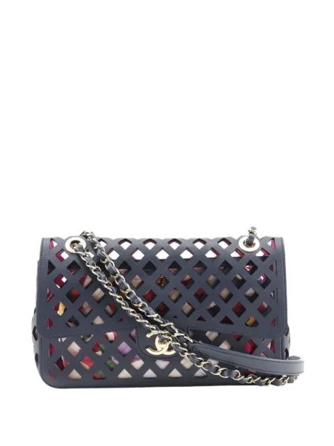 CHANEL Pre-Owned 2021 Large Perforated Calfskin See Through Flap crossbody bag Blue OLT13MDS95BSGMKB