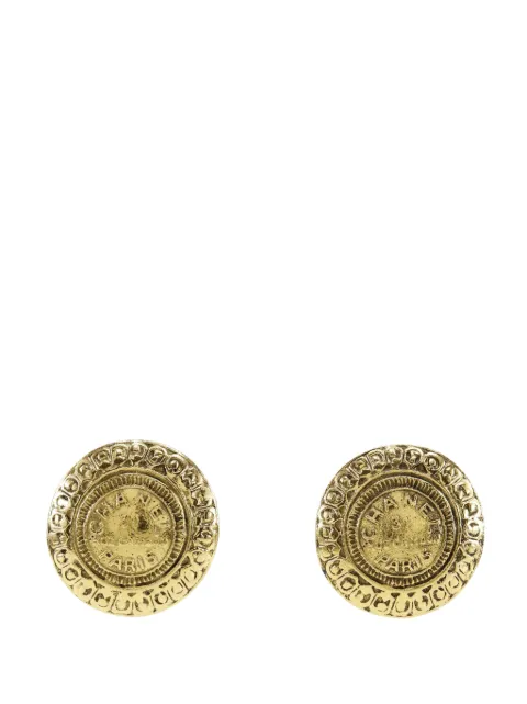 CHANEL Pre-Owned 1970-1980 Gold Plated Rue Cambon Medallion Clip On Earrings costume earrings Gold OOVGGV5YHT03TAJC