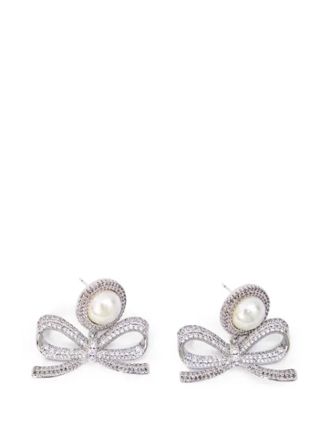 Self-Portrait bow-detail drop earrings Silver SS26604ESL