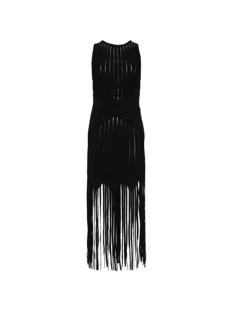 Balmain fringed-hem mini dress Black GF0R5176KJ63
