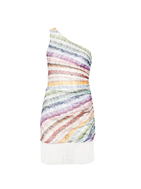 Missoni fringed zigzag-print mini dress Neutrals MC25WQ00BR015Z