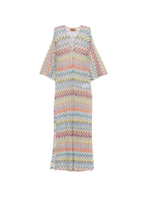 Missoni zigzag-knit lace-up beach cover-up Neutrals MC26SQ0EBR015Y