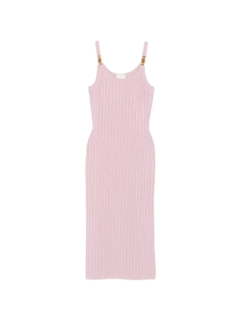 Versace viscose mesh ribbed knit midi dress Pink 10253061A18323