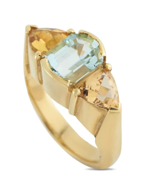 LB Exclusive embellished aquamarine citrine ring Gold MF16020926