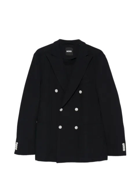 BOSS double-breasted cotton blazer Blue 50561930