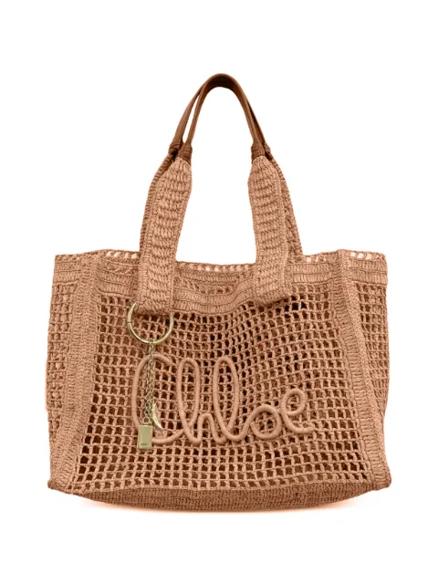 Chloé openwork logo tote bag Neutrals CH26US904P08