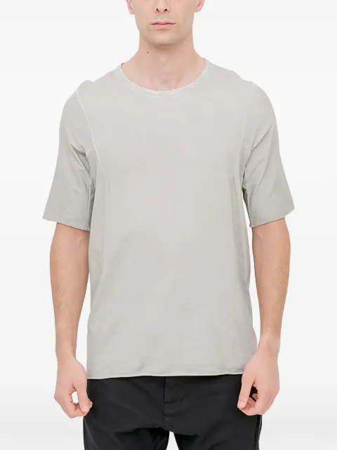 69 BY ISAAC SELLAM leather-trimmed raw-cut t-shirt Grey LOYALTJERSEYE26