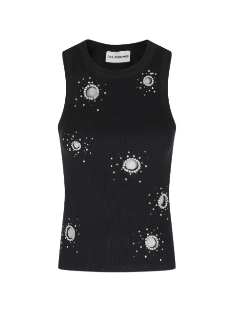 DES PHEMMES embellished tank top Black D101JH