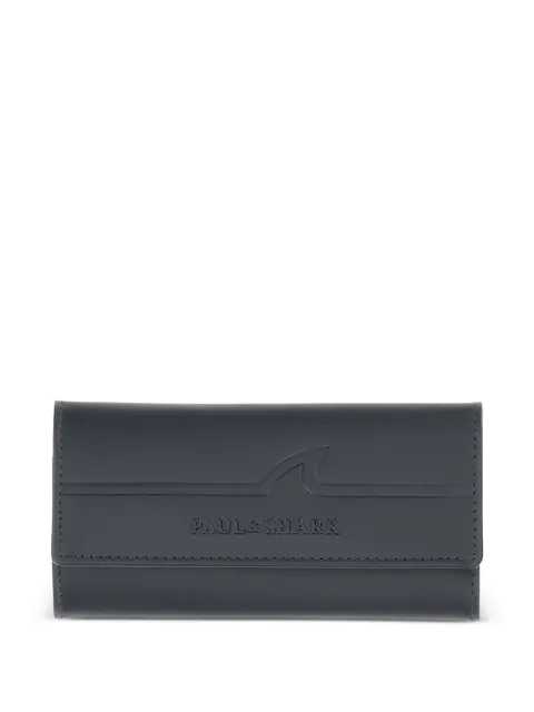 Paul & Shark fin-embossed leather keychain Blue 14318110050