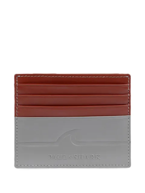 Paul & Shark fin-embossed leather card holder Brown 14318109128