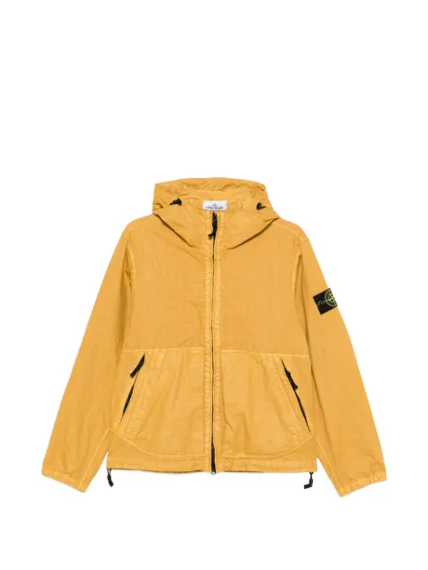 Stone Island 4100053 organic-look nylon panama-TC hooded jacket with high-neck zip Yellow L1S154100053S0069