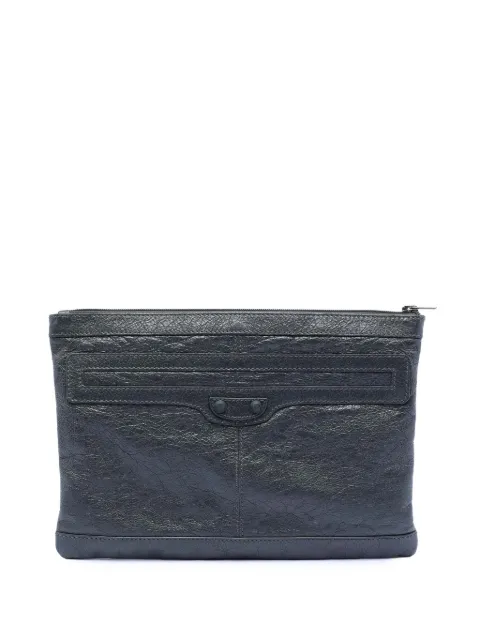 Balenciaga Pre-Owned 2017 Lambskin Motocross Classic Clip M clutch bag Black CU37Y57Q0XHS5L5K