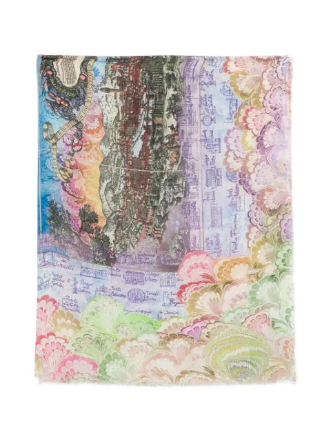 Faliero Sarti x Paolo Fiumi Fiorentina printed scarf Blue E252091