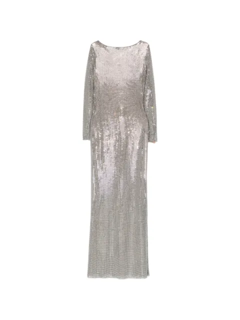 Self-Portrait long-sleeve embellished maxi dress Silver SS26169XA