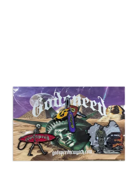 GODSPEED key and skull pins set (set of three) Black GS048