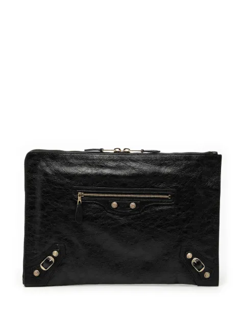 Balenciaga Pre-Owned 2018 Lambskin Motocross Giant 12 Zip Around Flat clutch bag Black 2XX11D4U0I41GFRQ