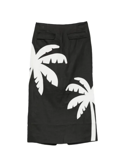 FARM Rio palm-tree-print maxi skirt Black 358982
