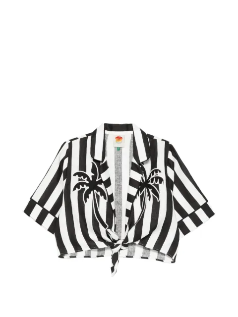 FARM Rio striped palm tree shirt Black 358981