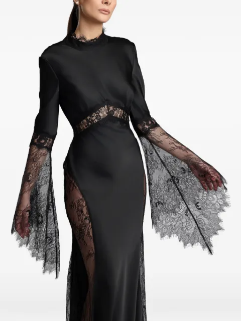 MIAU by Clara Rotescu Columbine lace-detail maxi dress Black COLUMBINE