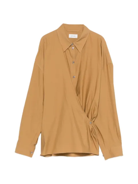 LEMAIRE straight collar Twisted shirt in washed cotton silk Brown SH1141LF1500