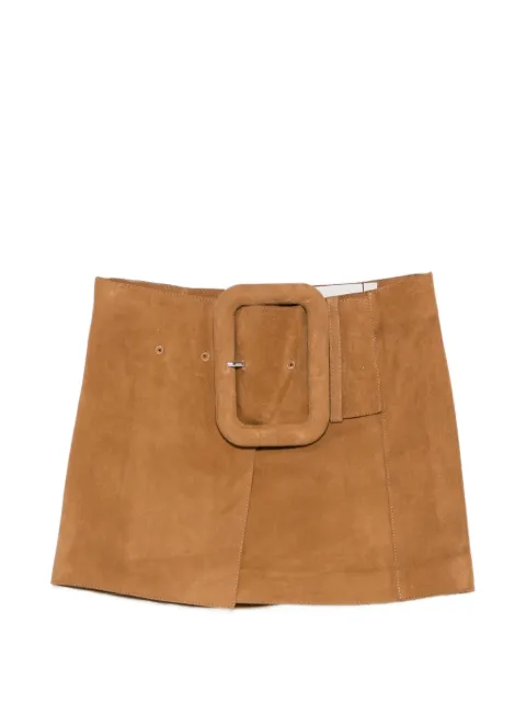 AMI Paris buckled A-line mini skirt Brown FSK464LH0059