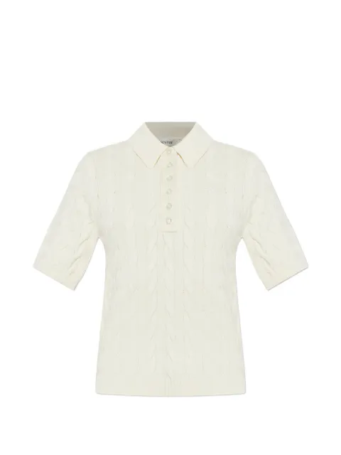 Gestuz Thilla cable knit polo shirt Neutrals 10911086